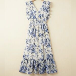 Express Blue and White Floral Maxi Dress